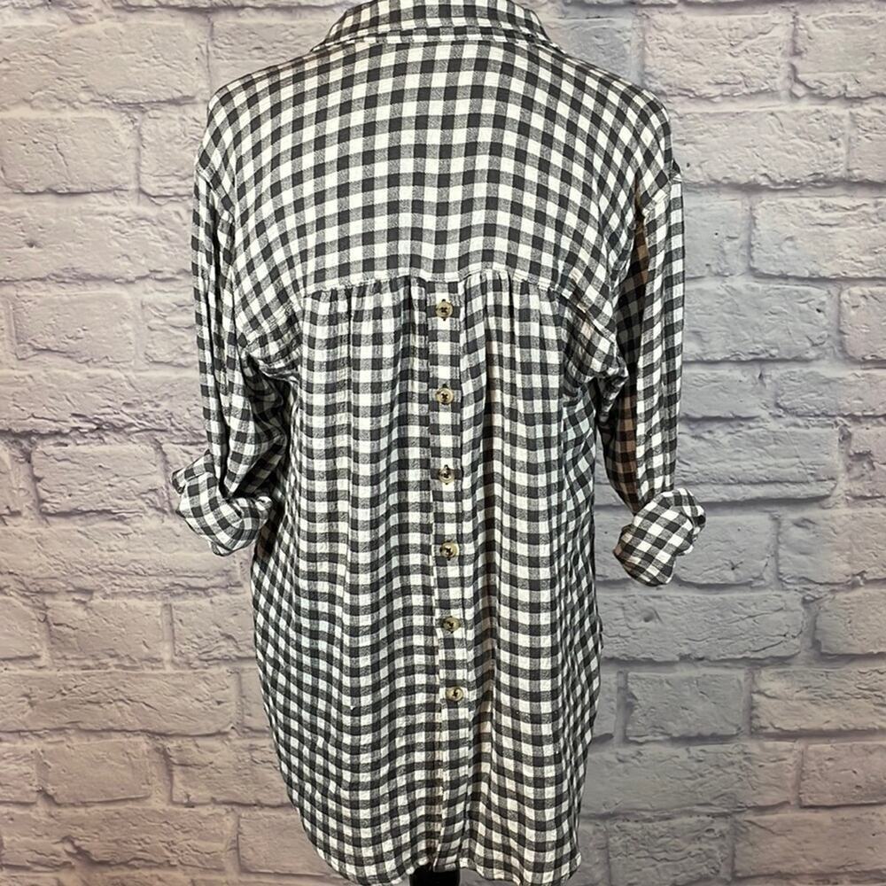 Anthropologie gingham checkered flannel tunic blouse - Picture 3 of 7